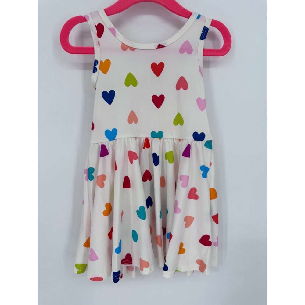 Dotdotsmile Girls Tank Dress Size 12/24 Months Multi Color Hearts NWOT